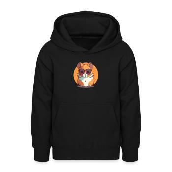 Hamster mit Sonnenbrille, Nagetier, Kleintier, Nag - Teenager Hoodie - Schwarz - Vorne - AI Model Teenager Male light (155cm)