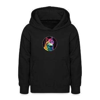 Wolf, Wildhund, Grauer Wolf, Canis lupus - Teenager Hoodie - Schwarz - Vorne - AI Model Teenager Male light (155cm)