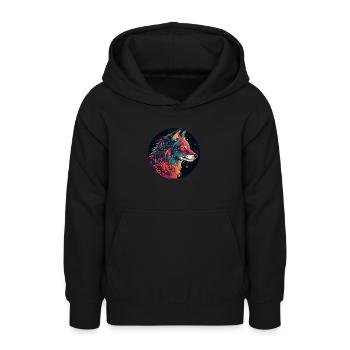Wolf, Wildhund, Grauer Wolf, Canis lupus - Teenager Hoodie - Schwarz - Vorne - AI Model Teenager Male light (155cm)