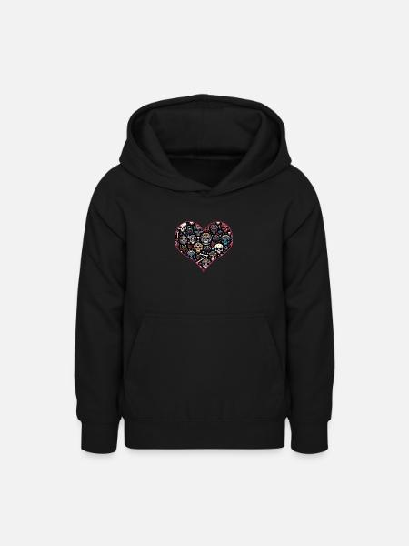 Buntes dekoratives Skullmuster - Teenager Hoodie - Schwarz