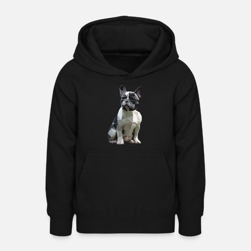 Bouledogue français Low Poly Design - Sweat à capuche Ado - noir