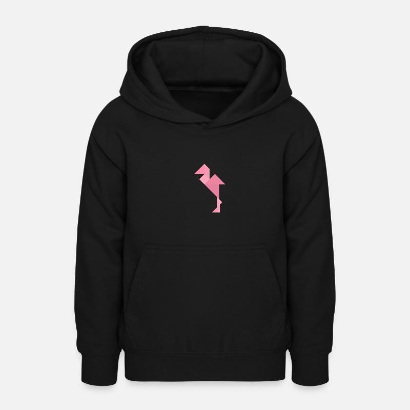 Flamant rose - Tangram - Sweat à capuche Ado - noir