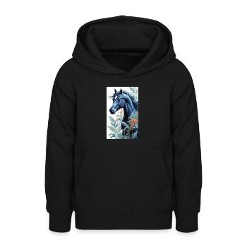 Pferd | reiten | Tier | Reittier | Bunt - Teenager Hoodie - Schwarz - Vorne - AI Model Teenager Male light (155cm)