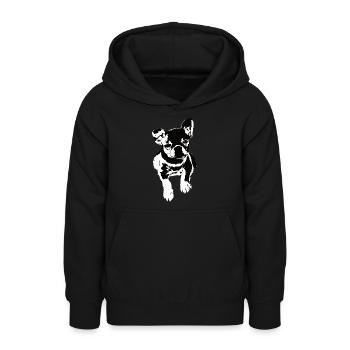 French Bulldog Portrait Black White - Teen Hoodie - black - Front - AI Model Teenager Male light (155cm)