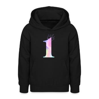 1e verjaardag regenboog - Teenager hoodie - zwart - Voor - AI Model Teenager Male light (155cm)