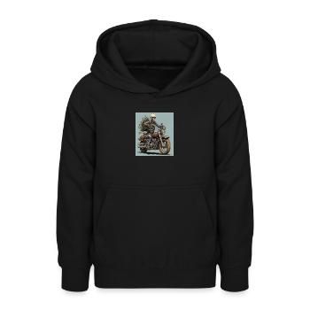 Skelett Knochen &; Blumen Biker - Teenager Hoodie - Schwarz - Vorne - AI Model Teenager Male light (155cm)