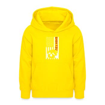 Shih Tzu Us Drapeau - Sweat à capuche Ado - jaune - Devant - AI Model Teenager Male dark (155cm)