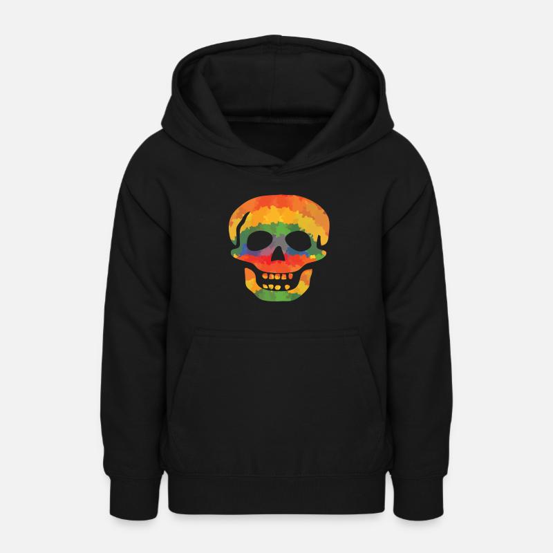Crâne de couleur - Sweat à capuche Ado - noir