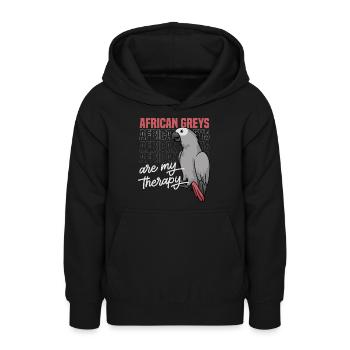 Perroquet gris africain en tant que thérapie avec - Sweat à capuche Ado - noir - Devant - AI Model Teenager Male light (155cm)