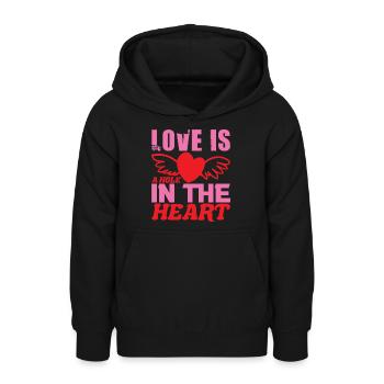 LIEBE IST EIN LOCH IM HERZEN - Teenager Hoodie - Schwarz - Vorne - AI Model Teenager Male light (155cm)