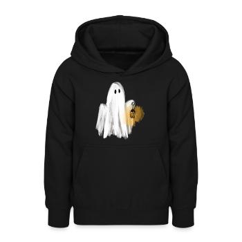 Spooky Season - Little Ghost with Lantern - Teen Hoodie - black - Front - AI Model Teenager Male light (155cm)