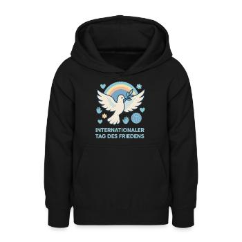 La colombe de la paix - Sweat à capuche Ado - noir - Devant - AI Model Teenager Male light (155cm)