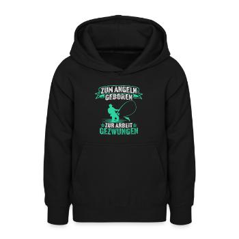 Zum Angeln geboren Zur Arbeit gezwungen - Teenager Hoodie - Schwarz - Vorne - AI Model Teenager Male light (155cm)