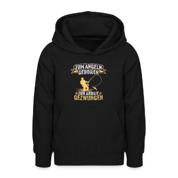 Zum Angeln geboren Zur Arbeit gezwungen - Teenager Hoodie - Schwarz - Vorne - AI Model Teenager Male light (155cm)