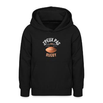 teeshirt J peux pas j ai rugby - Sweat à capuche Ado - noir - Devant - AI Model Teenager Male light (155cm)