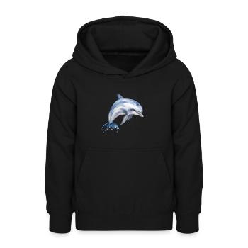Aquarell Delphin - Teenager Hoodie - Schwarz - Vorne - AI Model Teenager Male light (155cm)