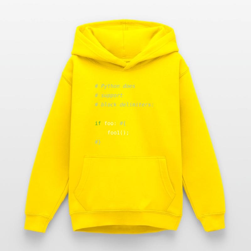Code Python | Délimiteurs de blocs Humour du programmeur Sweat à capuche Ado