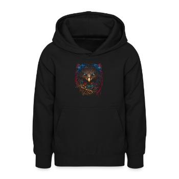 Adler | Eagle’s Head | Eagle | Effet 3D - Sweat à capuche Ado - noir - Devant - AI Model Teenager Male light (155cm)