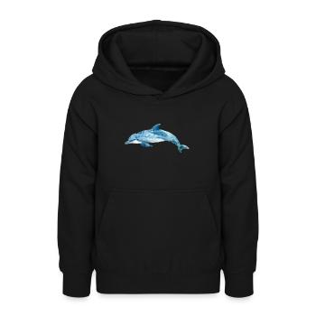 Aquarell Delphin - Teenager Hoodie - Schwarz - Vorne - AI Model Teenager Male light (155cm)