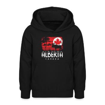 ALBERTA CANADA FLAG MAPLE LEAF CANADA CADEAU - Sweat à capuche Ado - noir - Devant - AI Model Teenager Male light (155cm)