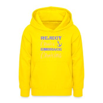Reject Cruise Embrace Cruising | Funny Sayings - Teen Hoodie - yellow - Front - AI Model Teenager Male dark (155cm)