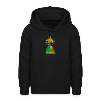 Le chat surpris dans les nuages - Sweat à capuche Ado - noir - Devant - AI Model Teenager Male light (155cm)