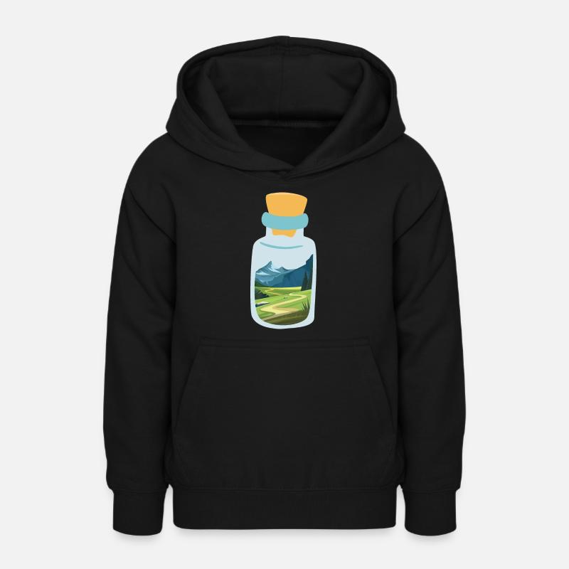 Message dans une bouteille avec des montagnes - Sweat à capuche Ado - noir