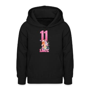 Anniversaire de fille de cheval 11ans - Sweat à capuche Ado - noir - Devant - AI Model Teenager Male light (155cm)