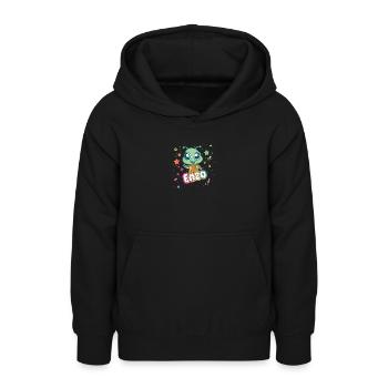 ENZO - Beautiful boy name with cute alien - Teen Hoodie - black - Front - AI Model Teenager Male light (155cm)