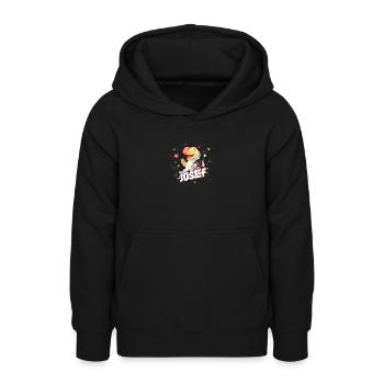 JOSEF - Beautiful BOY name with cute DINO - Teen Hoodie - black - Front - AI Model Teenager Male light (155cm)