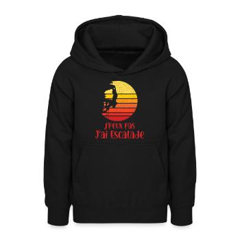 Je peux pas J'ai escalade - sport - humour - Sweat à capuche Ado - noir - Devant - AI Model Teenager Male light (155cm)