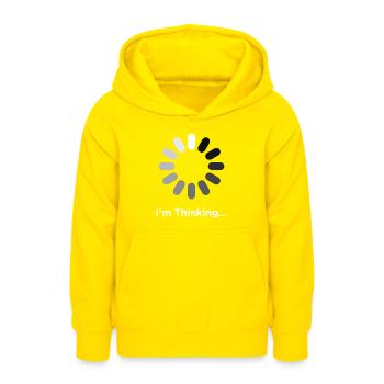 THINKING - Teen Hoodie - yellow - Front - AI Model Teenager Male dark (155cm)