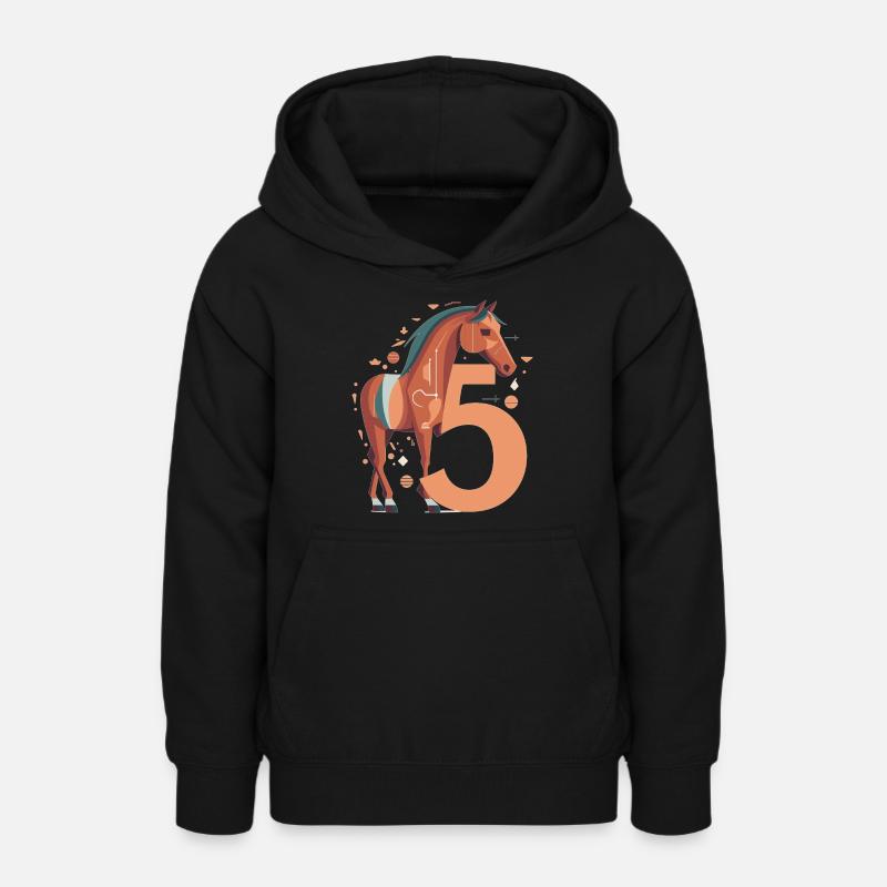 Cheval du 5e anniversaire - Sweat à capuche Ado - noir