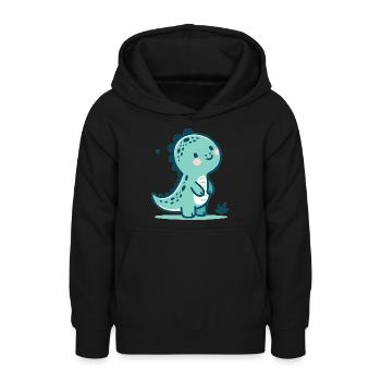 Mignon et lunatique heureux petit dinosaure copain - Sweat à capuche Ado - noir - Devant - AI Model Teenager Male light (155cm)
