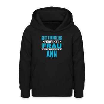 Conception du nom Ann - Sweat à capuche Ado - noir - Devant - AI Model Teenager Male light (155cm)