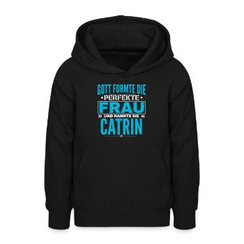 Catrin Name Design - Teenager Hoodie - Schwarz - Vorne - AI Model Teenager Male light (155cm)