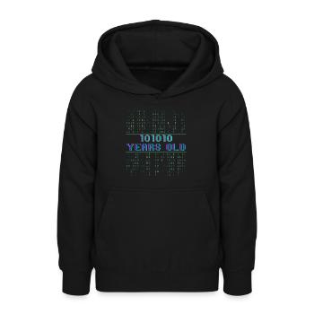 42nd birthday 42 years old Binary Code Computer Science - Teen Hoodie - black - Front - AI Model Teenager Male light (155cm)