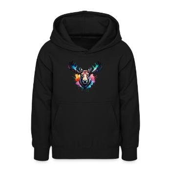 Moose Cool in the Forest, Colorful Design, Watercolor - Teen Hoodie - black - Front - AI Model Teenager Male light (155cm)