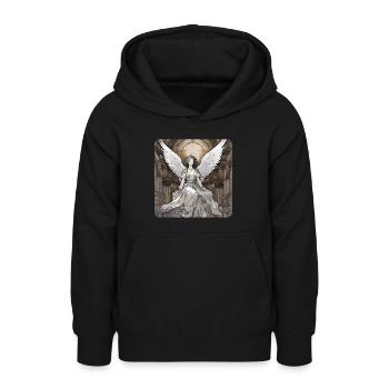Ange gothique cool - Sweat à capuche Ado - noir - Devant - AI Model Teenager Male light (155cm)