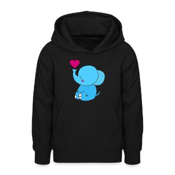 Süsser Elefant mit Herz - Teenager Hoodie - Schwarz - Vorne - AI Model Teenager Male light (155cm)
