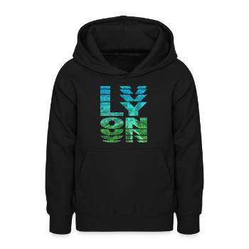 Lyon France Ville Skyline Accueil Amour - Sweat à capuche Ado - noir - Devant - AI Model Teenager Male light (155cm)