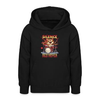 Schlagzeug Drums Silence Destroyer Katze Lustig - Teenager Hoodie - Schwarz - Vorne - AI Model Teenager Male light (155cm)
