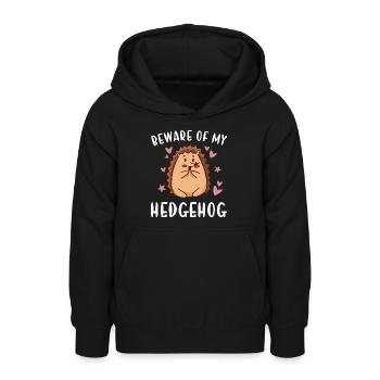 Hedgie Méfiez-vous de mon hérisson - Sweat à capuche Ado - noir - Devant - AI Model Teenager Male light (155cm)