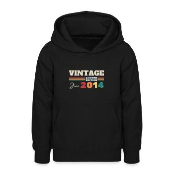 Vintage Juin 2014 cadeau anniversaire - Sweat à capuche Ado - noir - Devant - AI Model Teenager Male light (155cm)