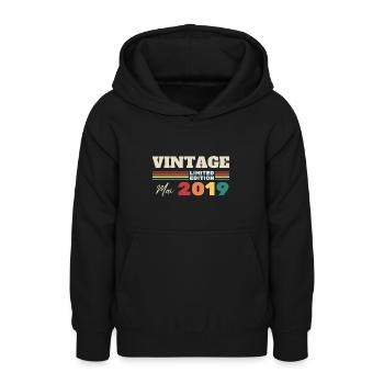 Vintage mai 2019 cadeau anniversaire - Sweat à capuche Ado - noir - Devant - AI Model Teenager Male light (155cm)