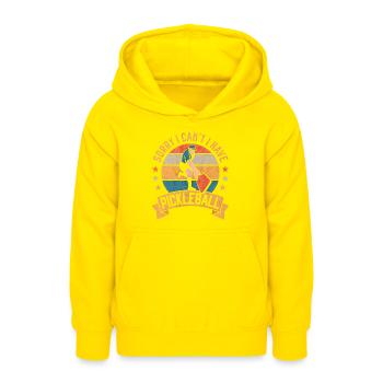 Sorry I Can't I Have Pickleball Dink Responsibly - Teen Hoodie - yellow - Front - AI Model Teenager Male dark (155cm)