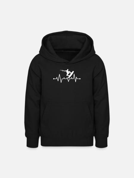 Wakeboarden Herzschlag Wakeboard Wakeboarder - Teenager Hoodie - Schwarz