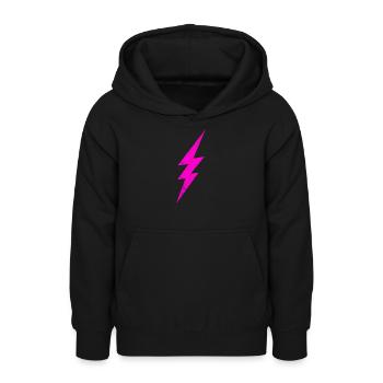 Glowing Pink Lightning - Teen Hoodie - black - Front - AI Model Teenager Male light (155cm)