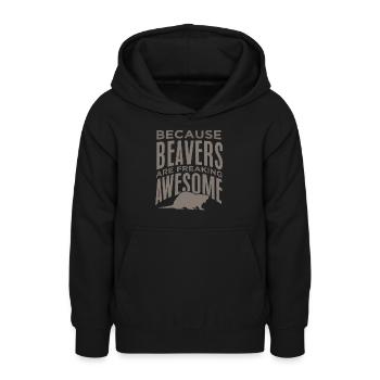 castor - Sweat à capuche Ado - noir - Devant - AI Model Teenager Male light (155cm)