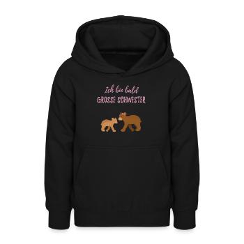 Bald grosse Schwester / werde große Schwester - Teenager Hoodie - Schwarz - Vorne - AI Model Teenager Male light (155cm)